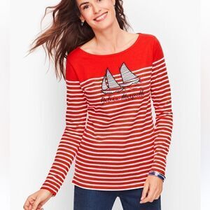 Talbots red and white striped nautical top.  Size s/XS